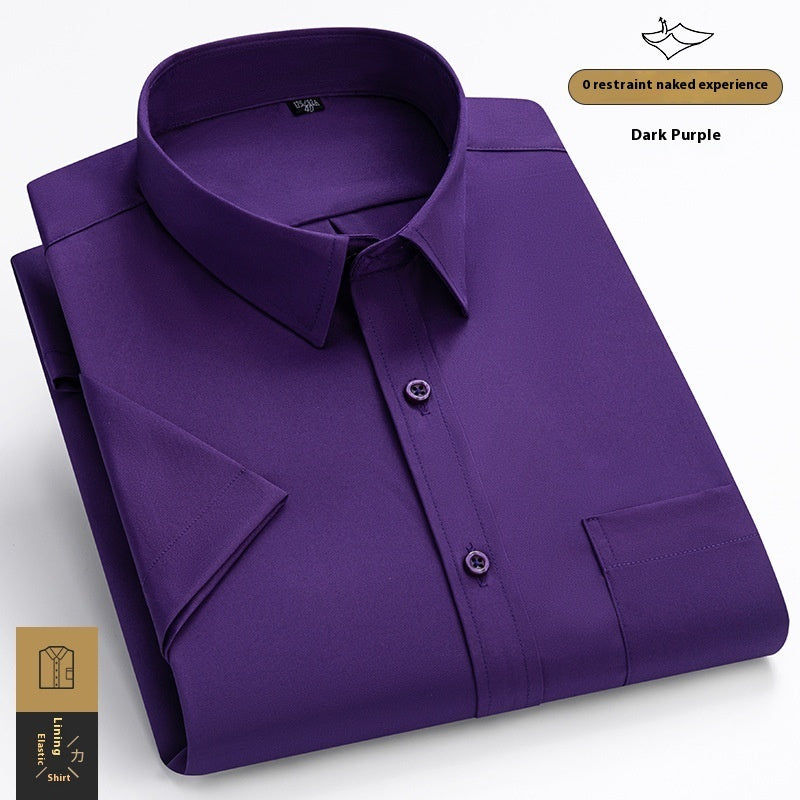 Camisa de manga corta para hombre de seda fría elástica y de moda