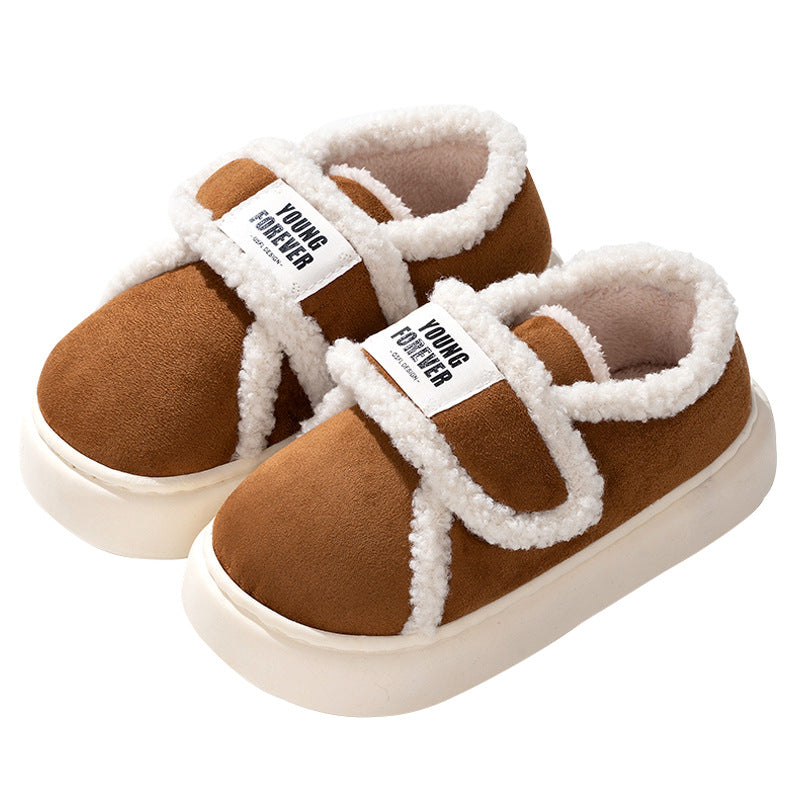 Pantuflas de algodón para mujer con talón cubierto, para otoño e invierno, antideslizantes, cálidas y forradas de felpa, para uso en interiores y hogar