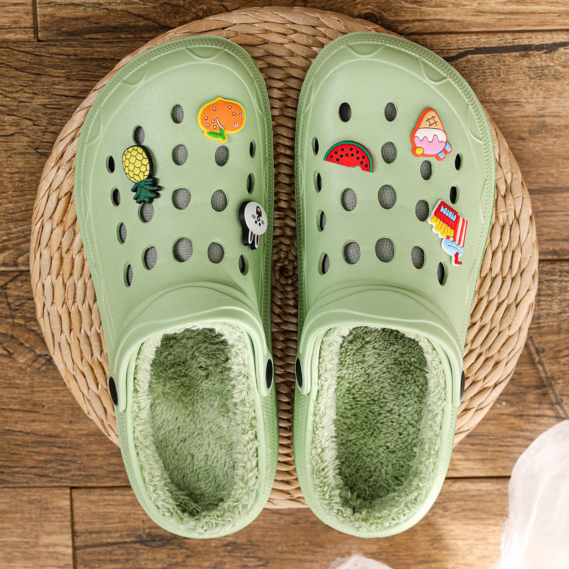 Zapatillas de algodón polar para mujer, cálidas y cómodas