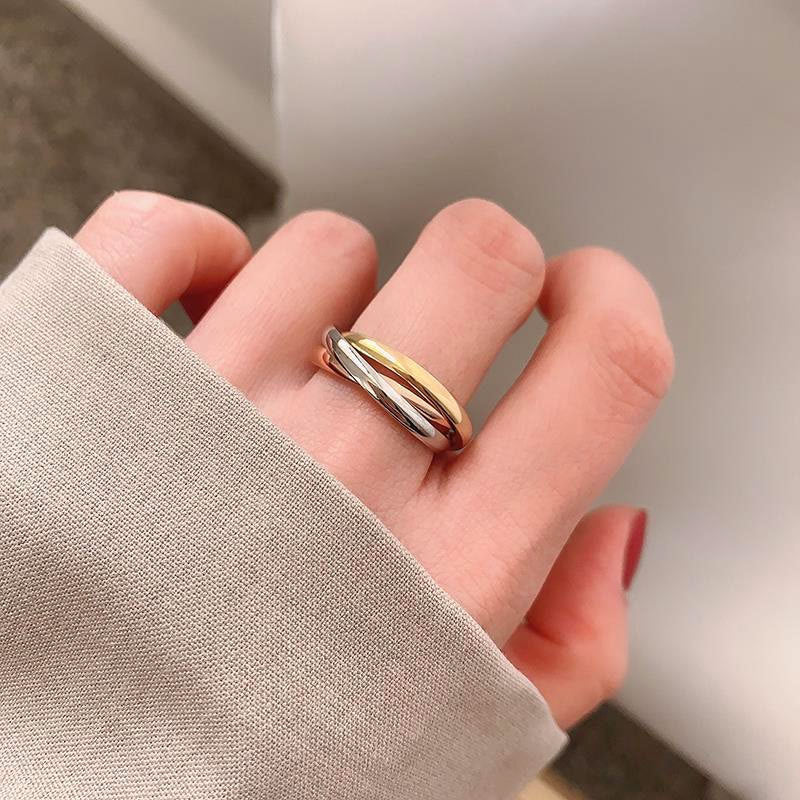Simple Stainless Steel Three-ring Tricolor Ring Fashion