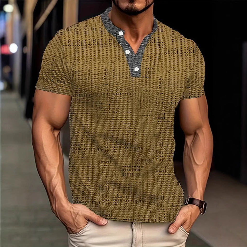 Camisa casual de manga corta para hombre con estampado de camuflaje 3D