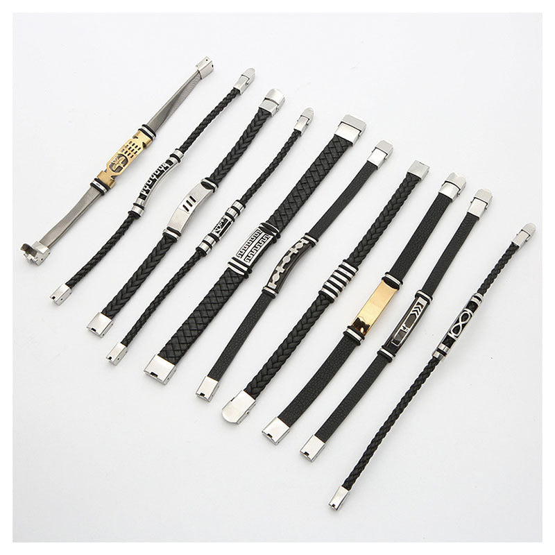 Exklusivt presentset för män med klocka, plånbok, bälte och armband i matchande affärsstil.