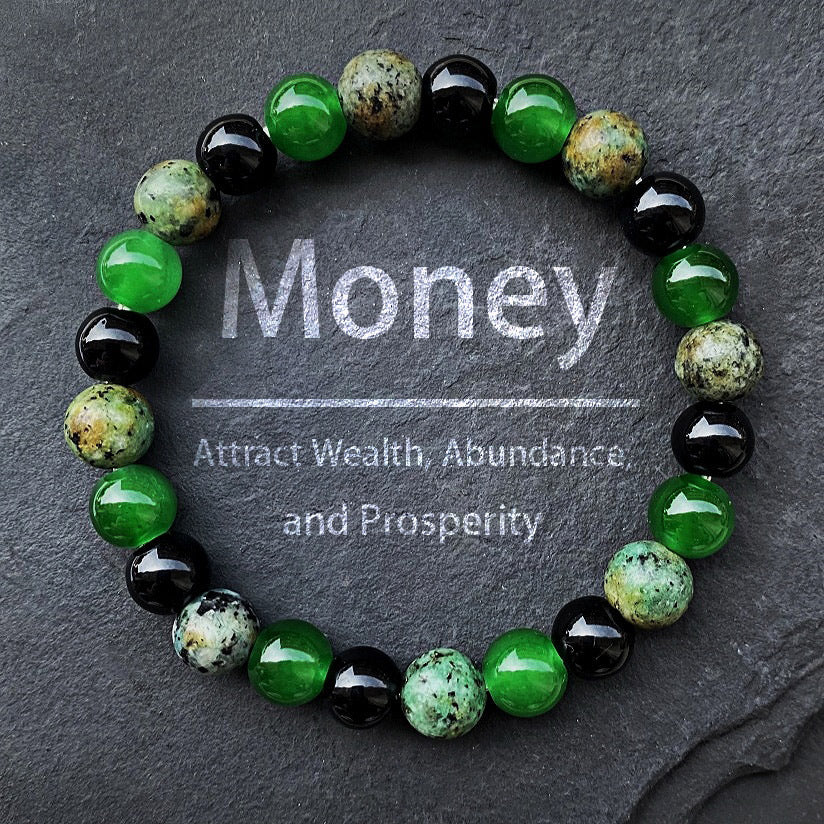Men's Casual Green Onyx Obsidian Green Crystal Bracelet