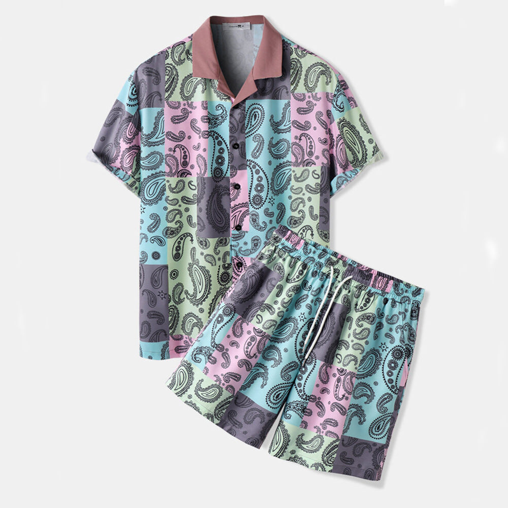 Traje corto de camisa hawaiana para hombre