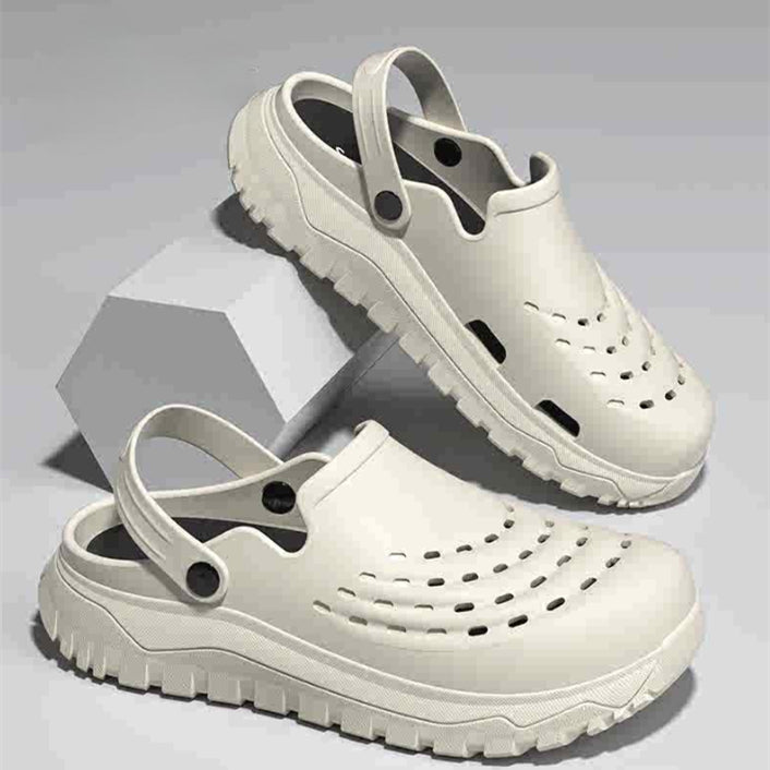 Geschlossene Outdoor-Slipper für den Sommer, Plateausohle, höhenverlängernd, rutschfest, trendige Lochschuhe für Damen und Herren