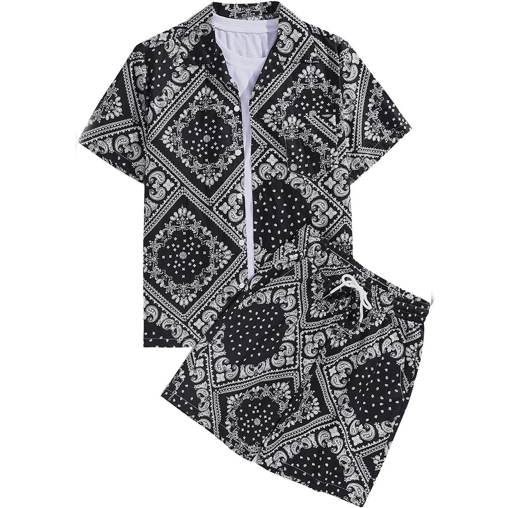 Traje corto de camisa hawaiana para hombre