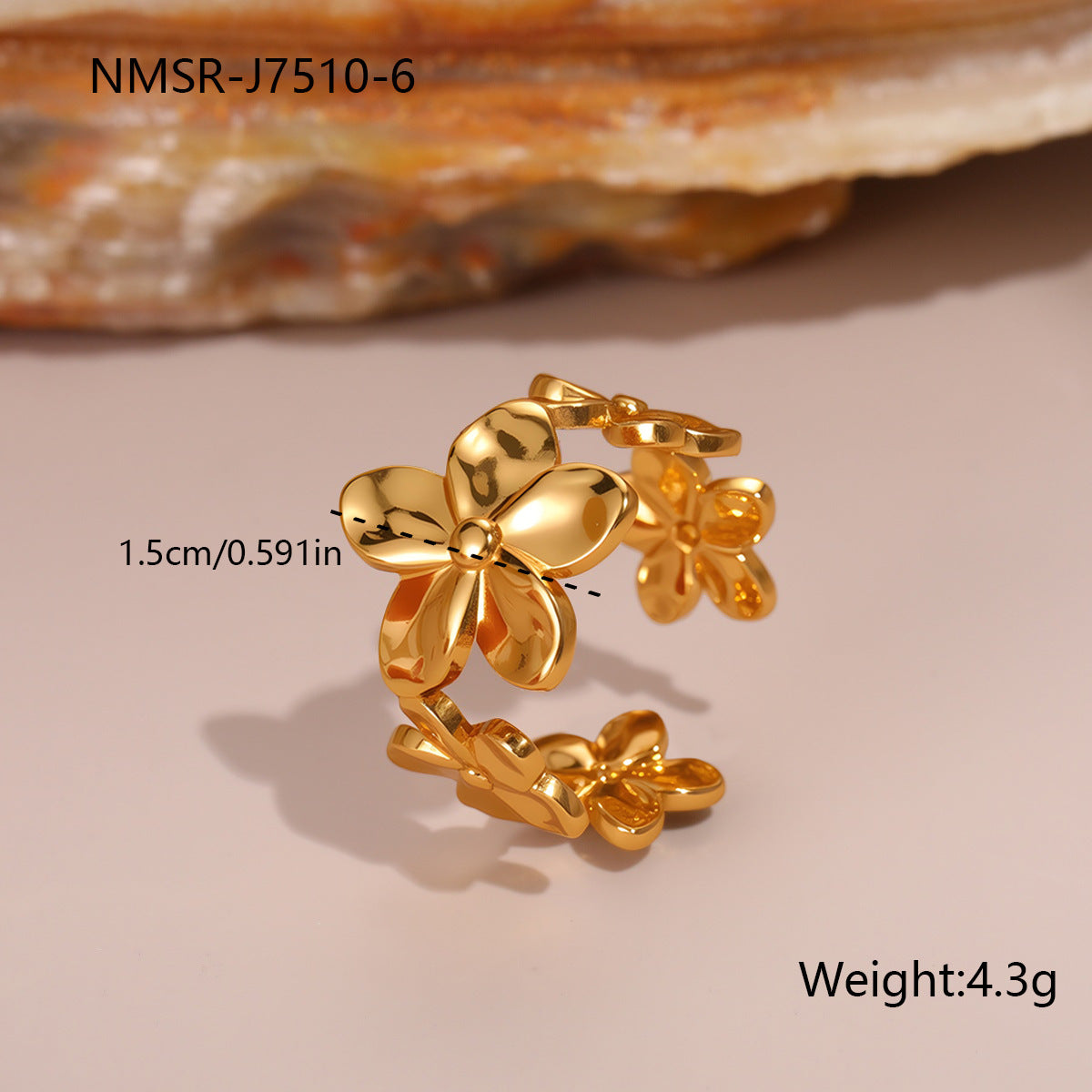 Fashion Geometry Pattern Flower Ocean Ring Open Design Bracelet