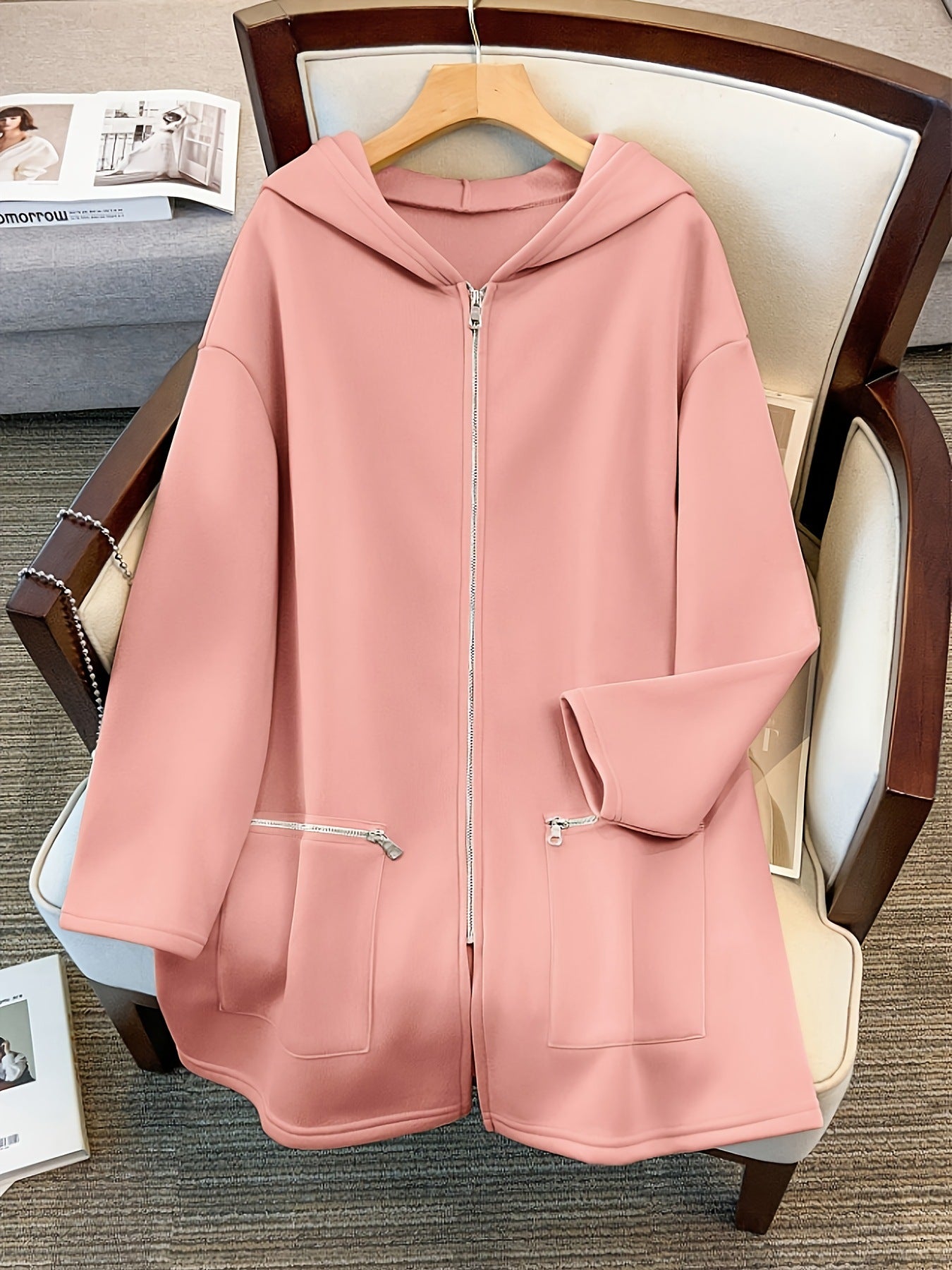 Sudadera con capucha holgada de talla grande, retro-chic, casual y deportiva para otoño e invierno