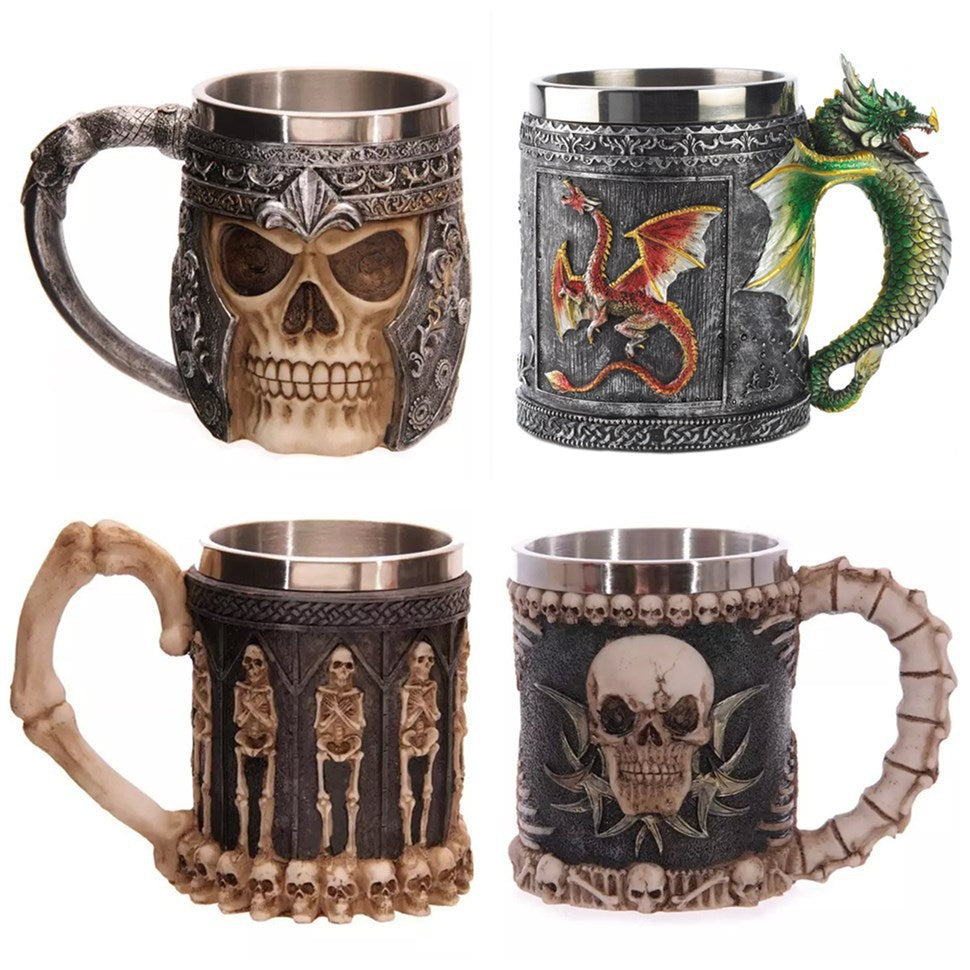 Tazas de café con calavera 3D de 400 ml