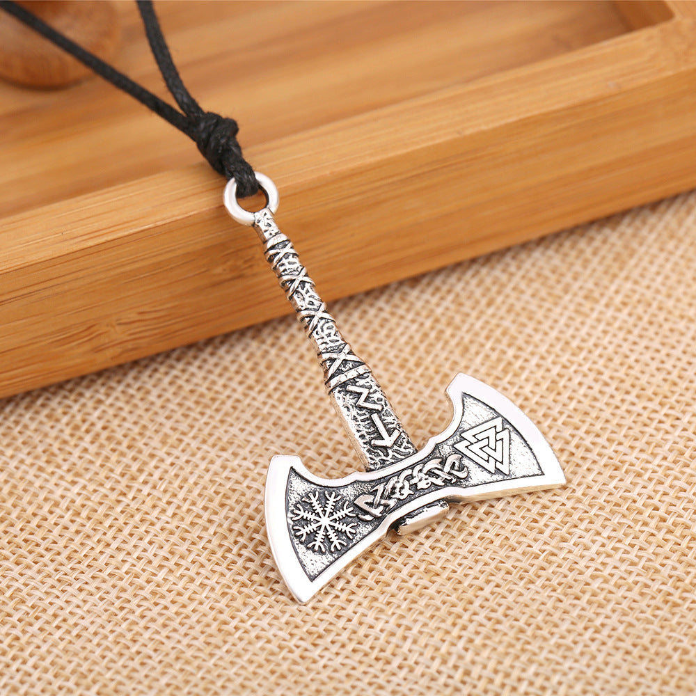 Retro Nordic Viking Odin Symbol Axe Pendant Men's Domineering Necklace