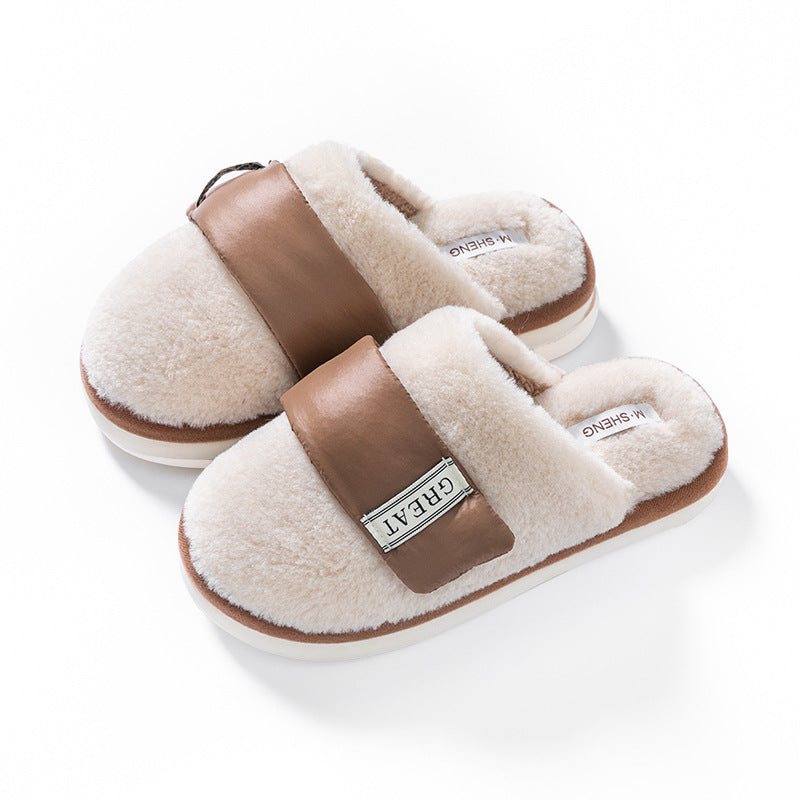 Zapatillas peludas Hook para mujer, otoño/invierno, para casa, con terciopelo, cálidas, para parejas, de algodón