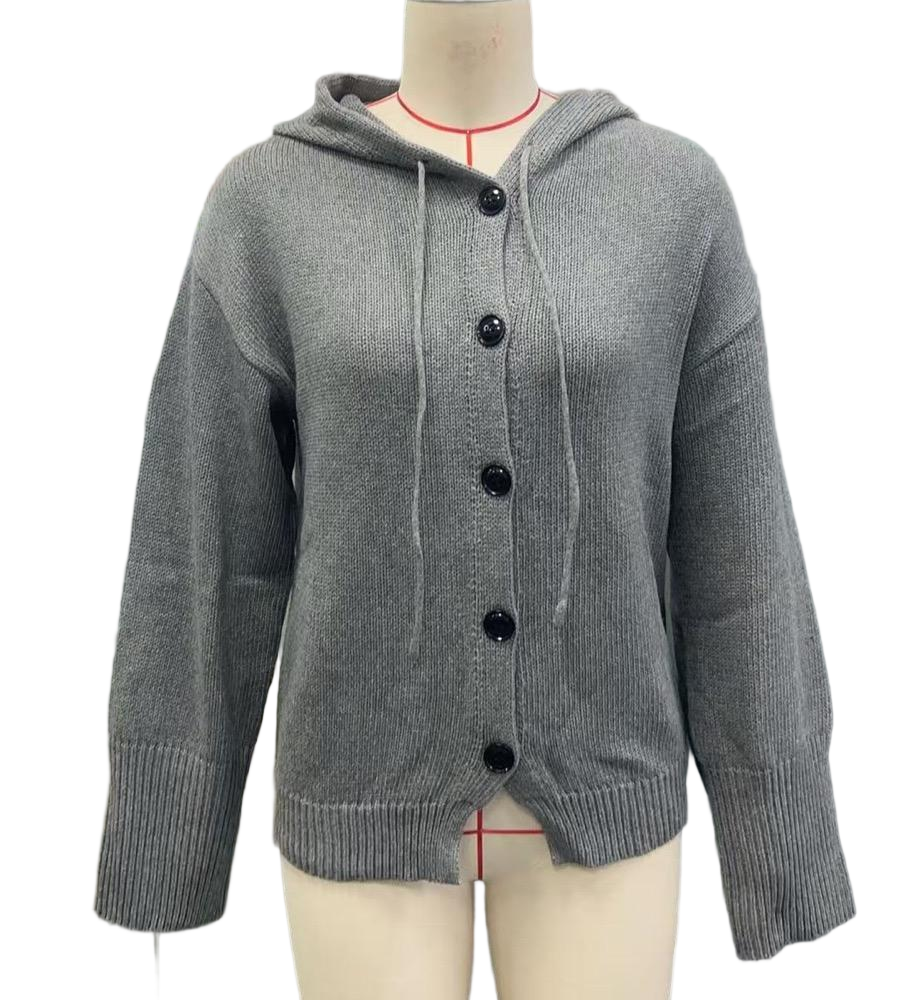 Cárdigan con capucha y botones para mujer, de manga larga y frente abierto, para otoño e invierno