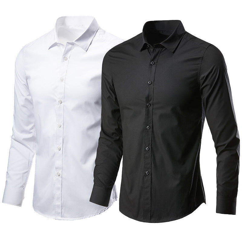 Camisa de traje casual versátil de color liso para hombre