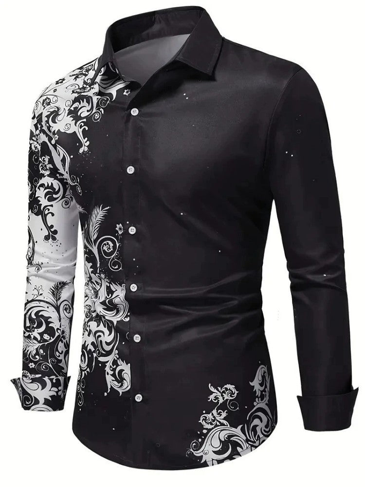 Camisa de manga larga 3D estampada para hombre, estilo casual y personalizado, tendencia europea y americana, para primavera y otoño
