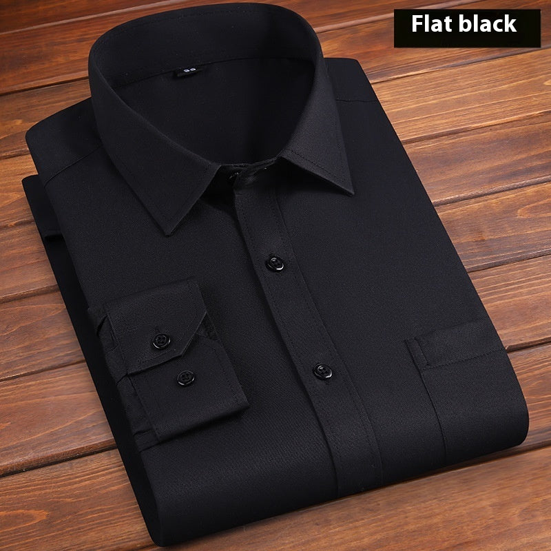 Camisa De Negocios Lisa De Hombre, Holgada Y Sin Planchado