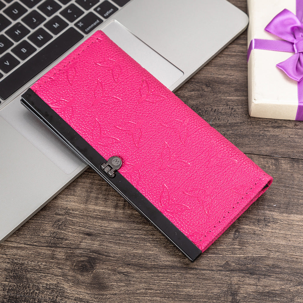 Elegant damset med kvartsarmbandsur och plånbok i presentbox