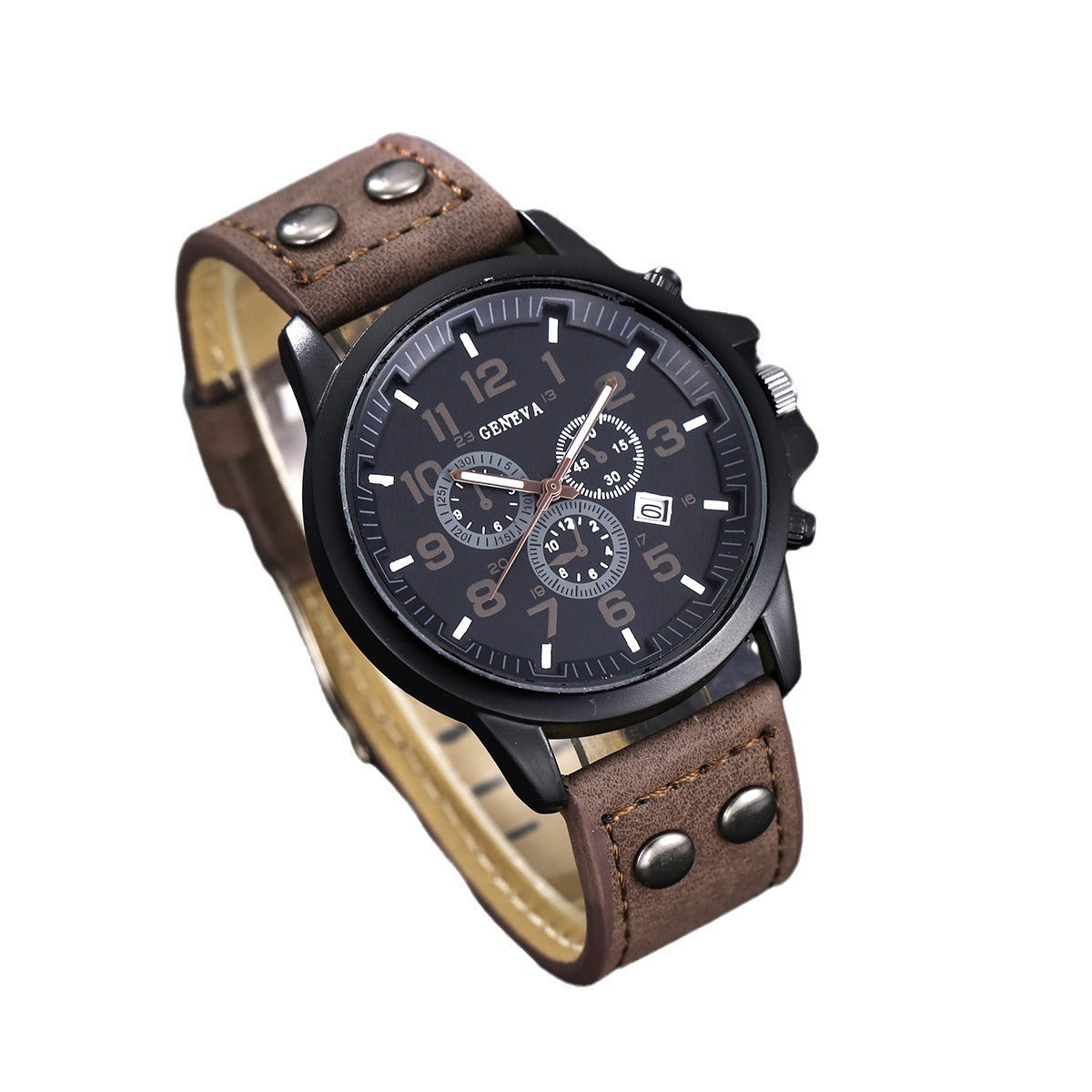 Stilren kvartsdriven herrklocka i presentbox – affärsmässig och modern design