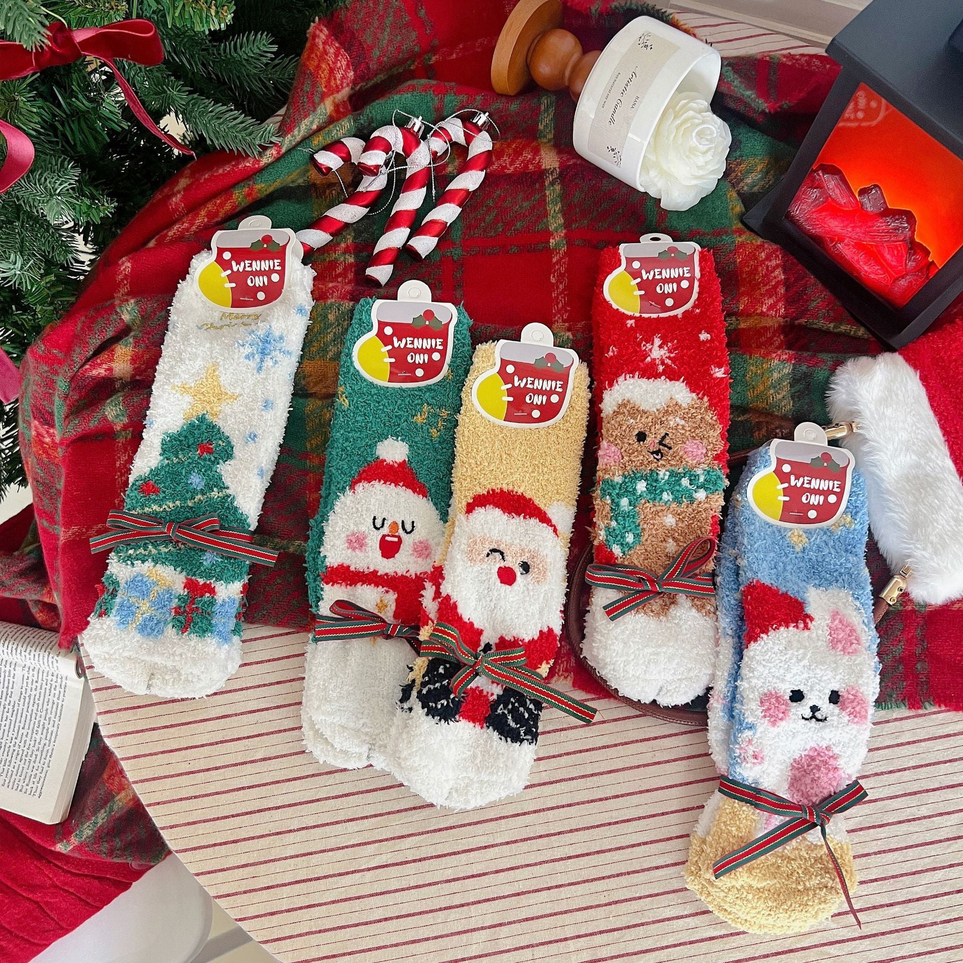 Juliga fleece-strumpor för kvinnor i mellanhöjd