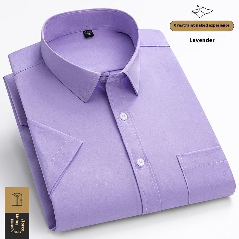 Camisa de manga corta para hombre de seda fría elástica y de moda
