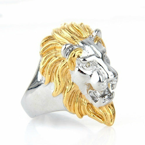 Personality Punk Lion Head Ring Men