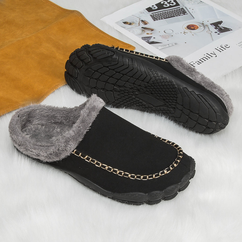 Herren Winterwarme Hausschuhe Leicht, Rutschfest, Kuschelig, Flauschige Winter-Hausschuhe, Weit geschnittene Indoor-/Outdoor-Schuhe