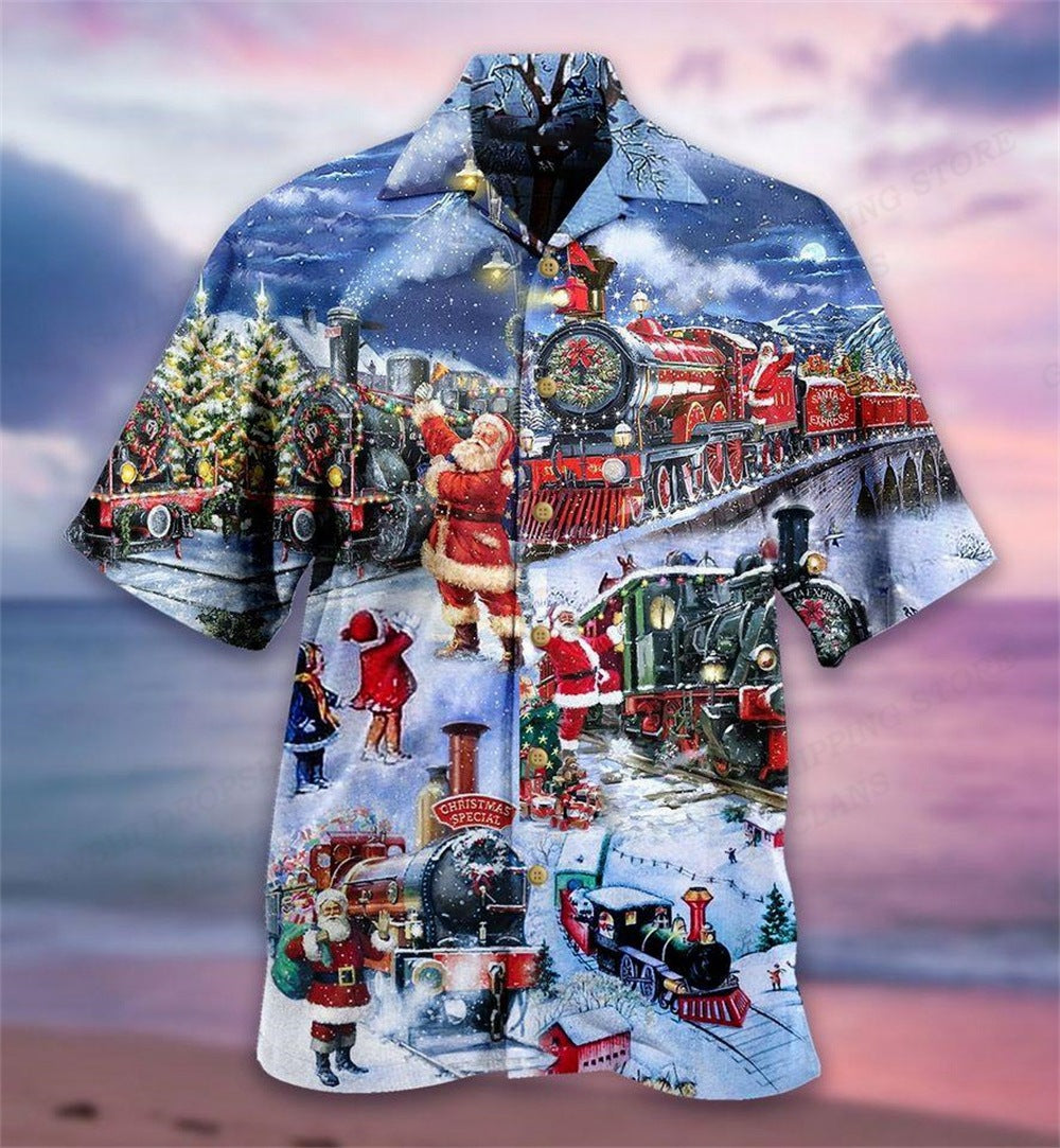 Camisa Casual De Verano Para Hombre Con Estampado De Autobús De Moda