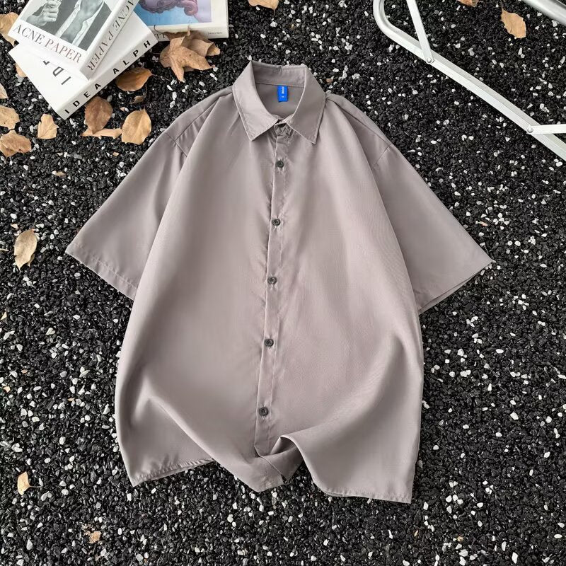 Summer Thin Section Traceless Half-sleeve Shirt Men's Korean Style