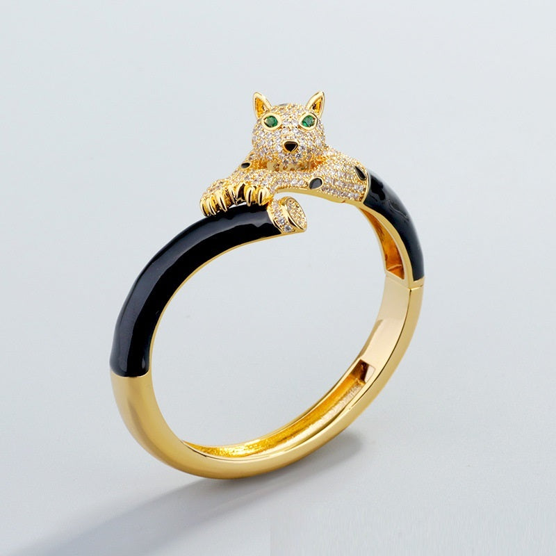 Crouching Green Eye Micro Set Zircon Gelarmband