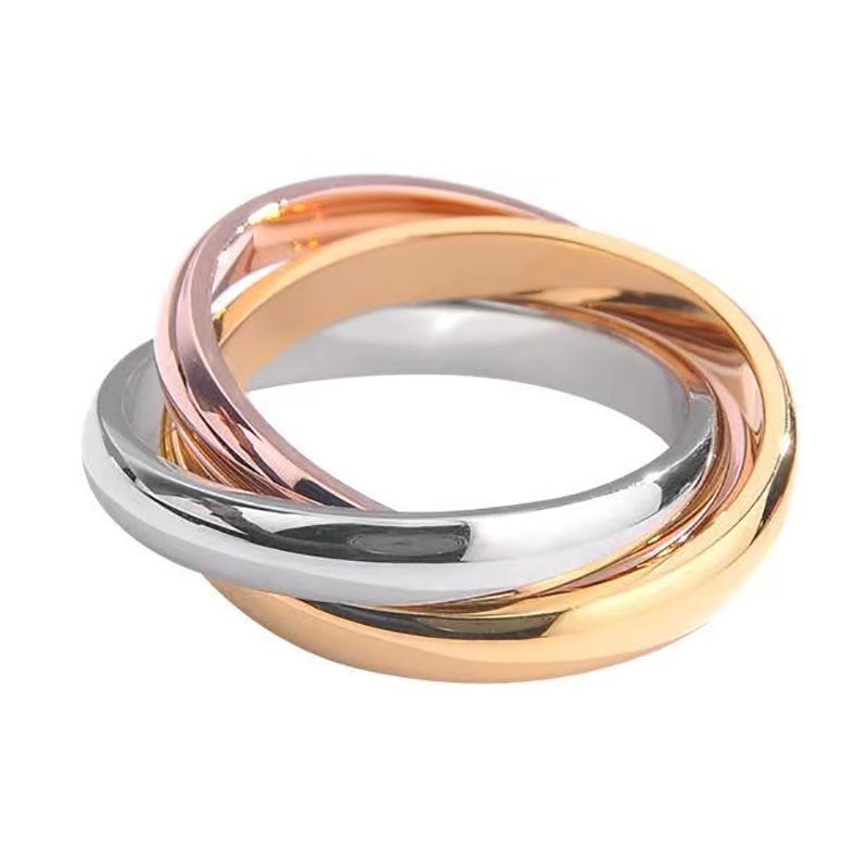 Simple Stainless Steel Three-ring Tricolor Ring Fashion