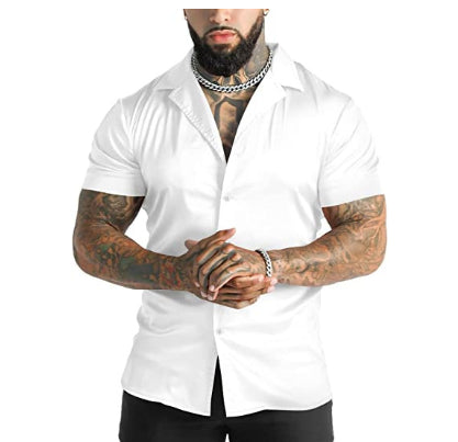 Camisa casual de manga corta para hombre, estilo disco