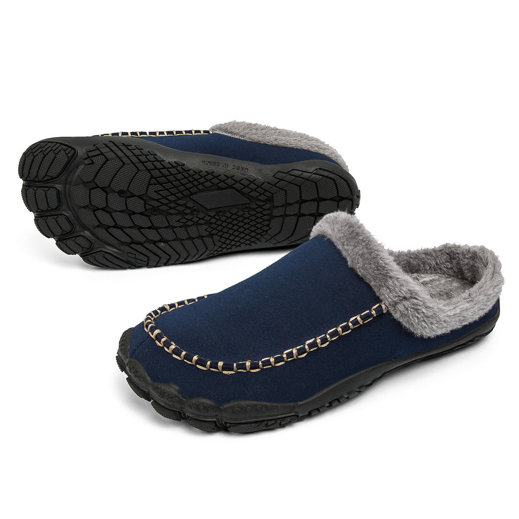 Herren Winterwarme Hausschuhe Leicht, Rutschfest, Kuschelig, Flauschige Winter-Hausschuhe, Weit geschnittene Indoor-/Outdoor-Schuhe