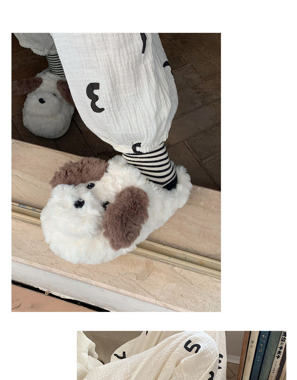 Chinelos femininos de inverno com coração, térmicos de algodão para uso interno, estilo fofo/cartoon