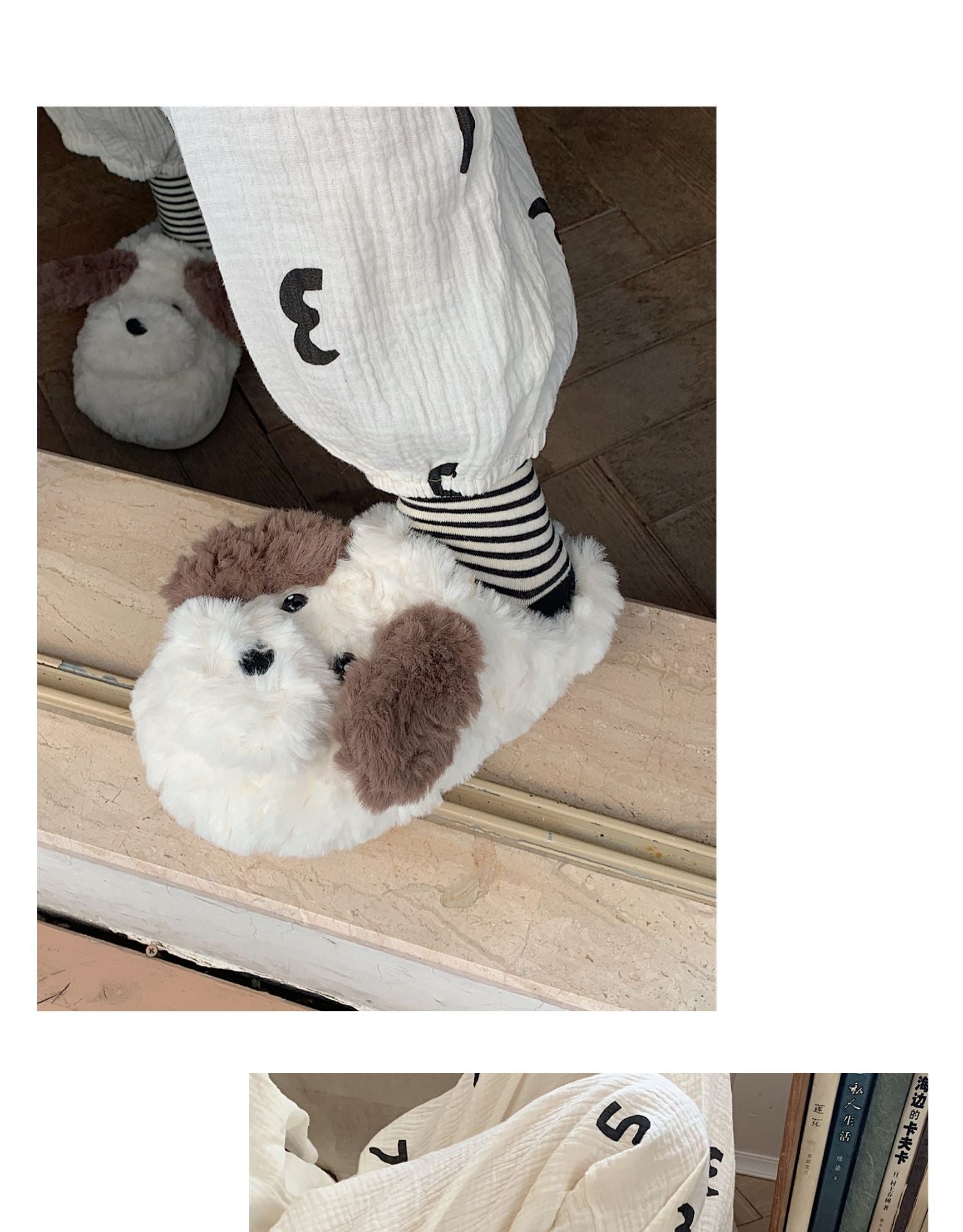 Chinelos femininos de inverno com coração, térmicos de algodão para uso interno, estilo fofo/cartoon