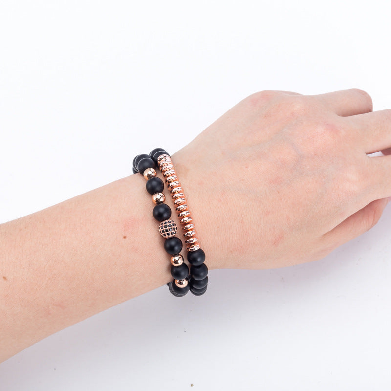 Naturstensarmband med mikroinläggning av zirkon