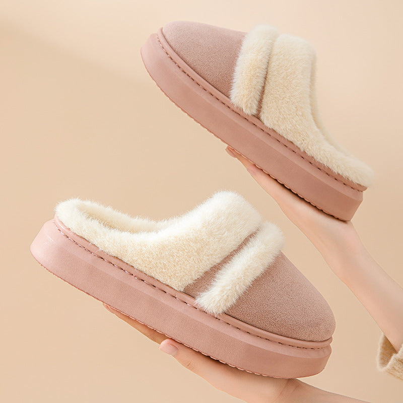 Pantuflas de algodón para mujer con suela gruesa antideslizantes para interior
