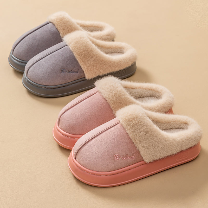 New Winter Cozy Warm Couple-Style Fluffy Slippers for Women and Men, Non-Slip Soft Indoor Slides, Ladies' Home Cotton Shoes