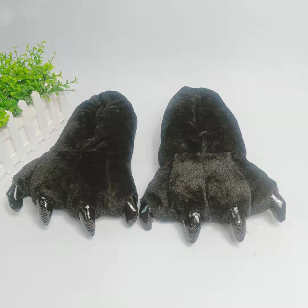 Zapatillas de algodón con pata de dinosaurio, pareja de dibujos animados, talón cubierto, cálidas