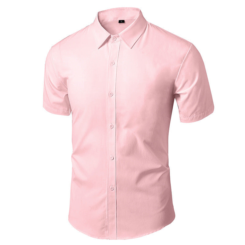 Camisa de traje casual versátil de color liso para hombre