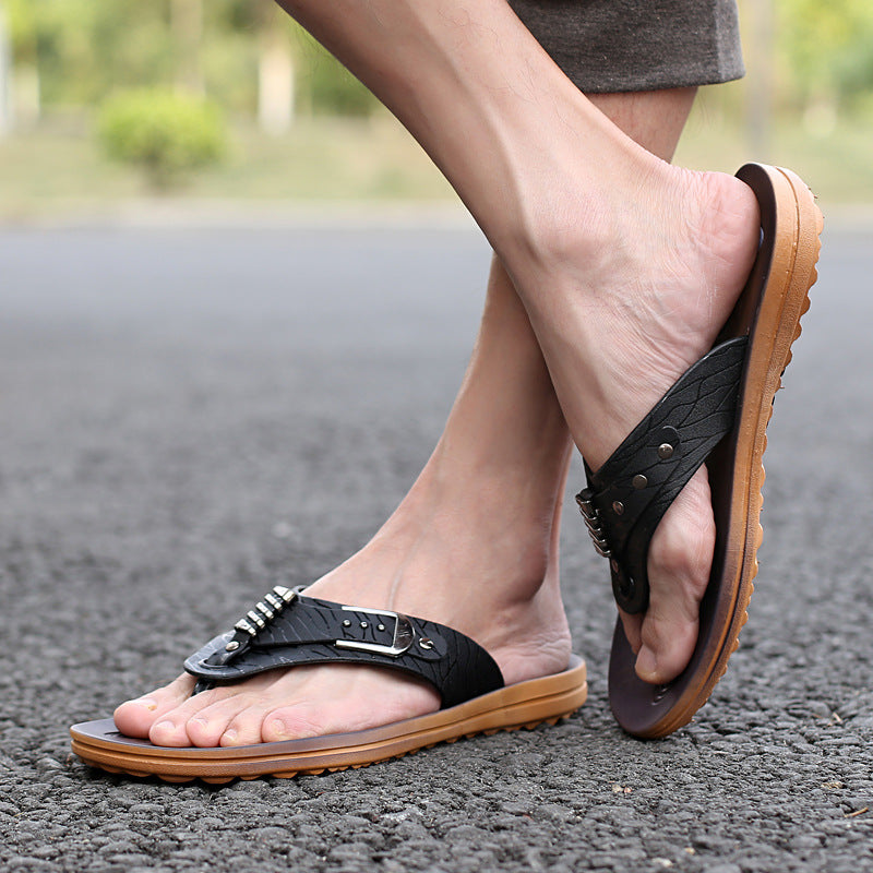 Chanclas planas de playa y sandalias para hombre