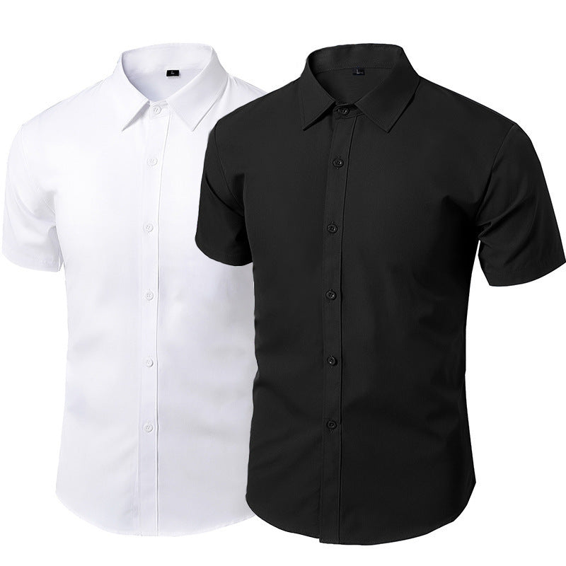 Camisa de traje casual versátil de color liso para hombre