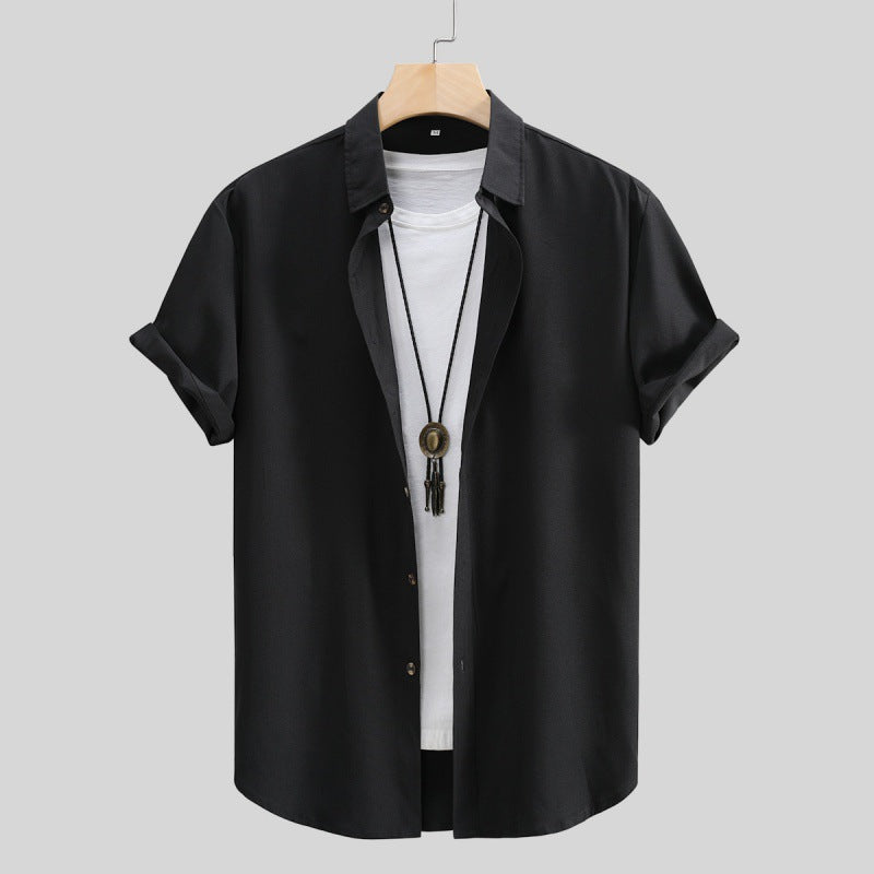 Camisa de manga corta para hombre, color liso, verano