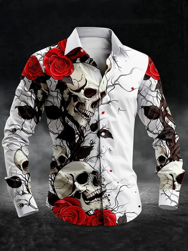 Camisa de manga larga 3D estampada para hombre, estilo casual y personalizado, tendencia europea y americana, para primavera y otoño
