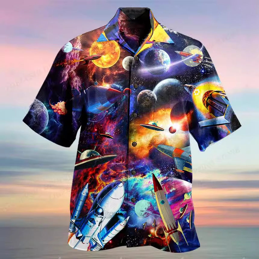 Camisa Casual De Verano Para Hombre Con Estampado De Autobús De Moda