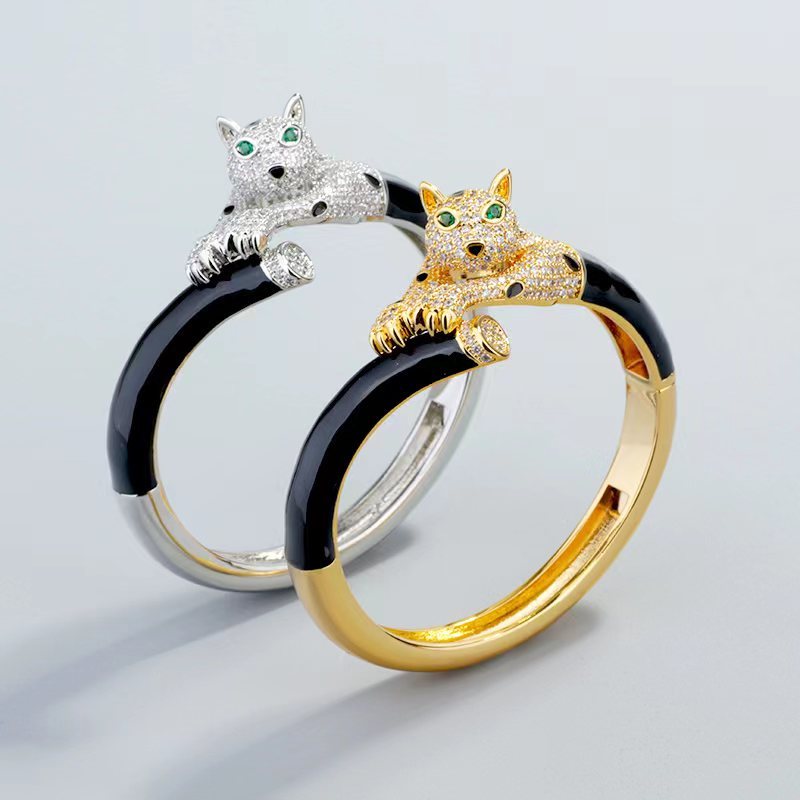 Crouching Green Eye Micro Set Zircon Gelarmband