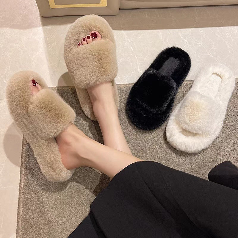 Nuevas pantuflas rizadas para mujer, moda estilo coreano