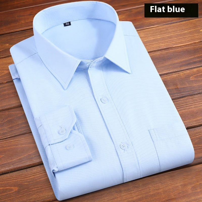 Camisa De Negocios Lisa De Hombre, Holgada Y Sin Planchado