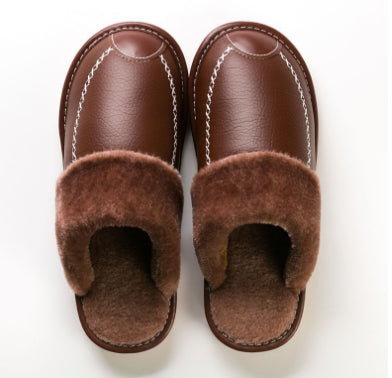 Pantuflas de lana cálidas para interior, con suela gruesa