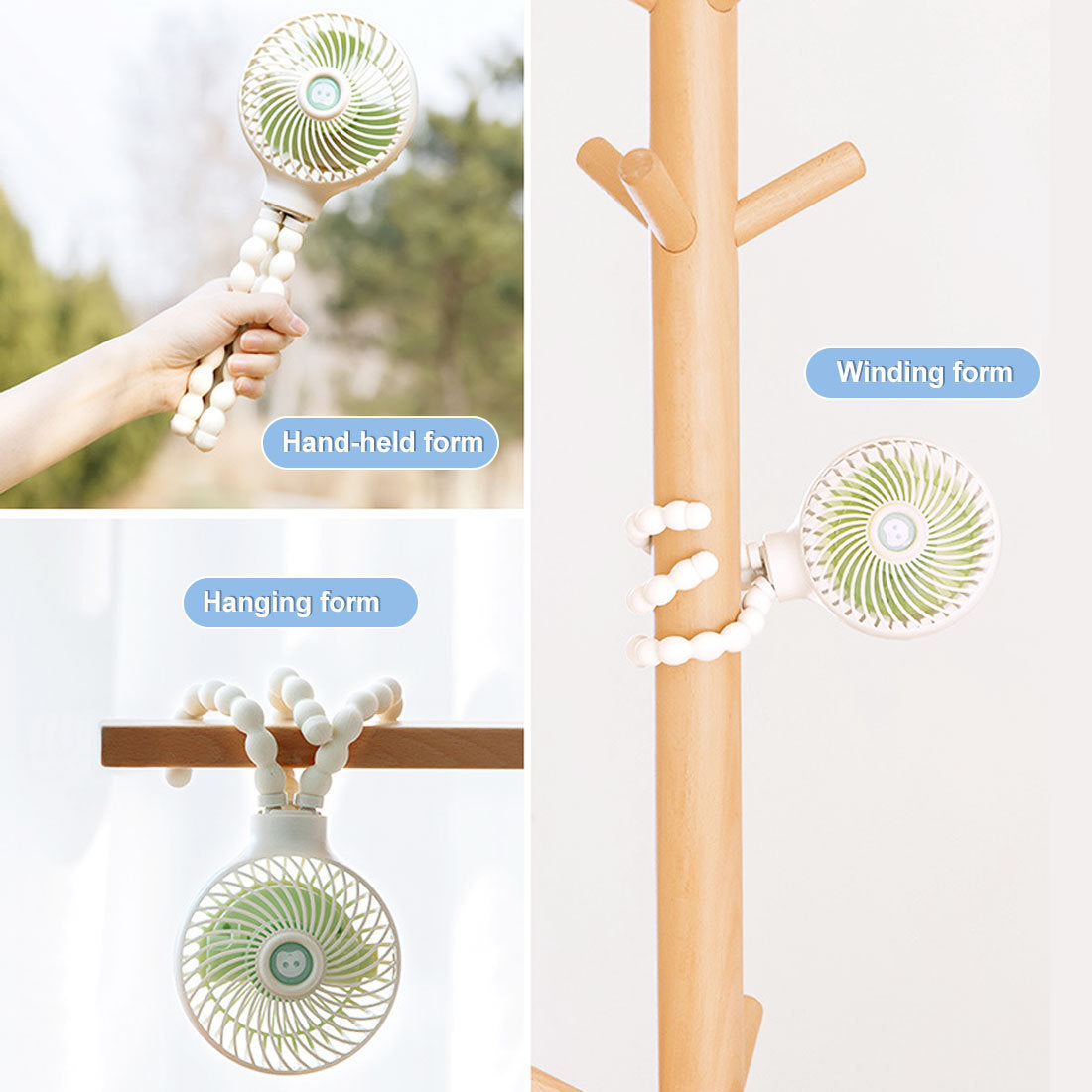 Bläckfisk deformerad hopfällbar fläkt ny USB-laddningsbar mini handhållen barnvagnssäng liten fläkt bärbar