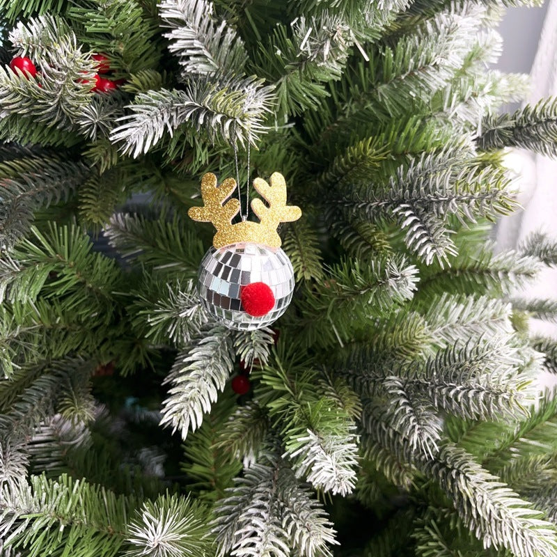 Un set de cinco bolas de Navidad brillantes con diseño de bola de espejo