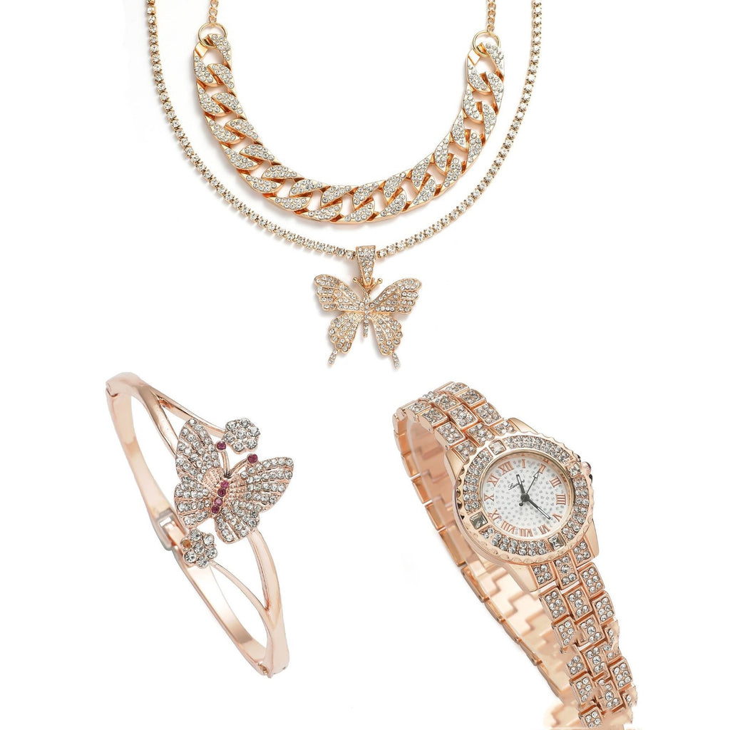 Tre-delat presentset med kvartsur, armband och halsband